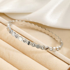 Rose Silver Gold CZ Anti Tarnish Stainless Steel Cuff & Kada For Women