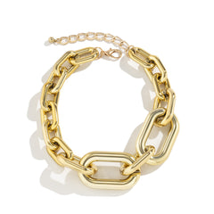 Curb Single Layer Gold Silver Hip Hop Joint Link Chain Necklace For Women