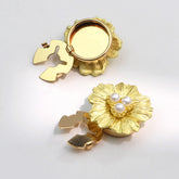 Flower Petals Gold Silver Plated Pearl Brass Anti Tarnish Button Cover