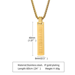 Roman Number Bar Id Gold Black Silver Atique Stainless Steel Popcorn Pendant Chain For Men