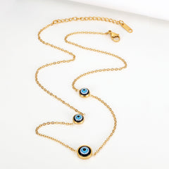 Evil Eye Blue Gold Stainless Steel Anti Tarnish Necklace Chain