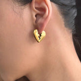 Gold Silver Heart Broken Anti Tarnish Copper Hoop Earrings Women