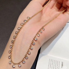 Solitaire 18K Gold Cubic Zirconia Anti Tarnish Necklace Chain