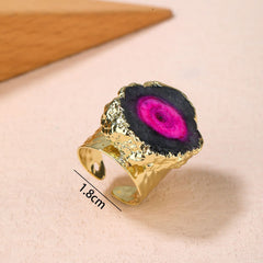 Black Gemstone Crystal 18K Gold Adjustable Ring For Women Group1