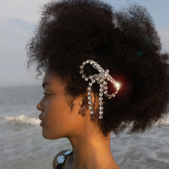 Bow 18K Gold Silver Cubic Zirconia Anti Tarnish Hair Clip Hair Accessories For Women