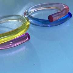 Multicolour Acrylic Resin Yellow Blue Purple Transparent Kada Bangle Bracelet For Women