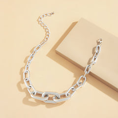 Curb Single Layer Gold Silver Hip Hop Joint Link Chain Necklace For Women