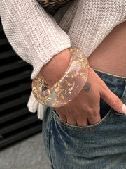 Glossy Resin Transparent 18K Gold Anti Tarnish Cuff Kada For Women