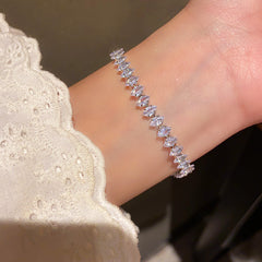 White Tennis Style Silver Plated CZ Anti Tarnish Brass Bracelet