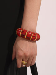 Glossy Resin Multicolor 18K Gold Stainless Steel Bracelet Adjustable stackable For Women