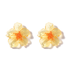 Acrylic Transparent Flower Orange Dangler Stud Earring For Women