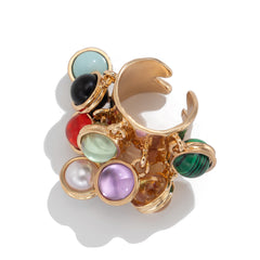 Multicolour 18K Gold Plated Free Size Charm Band Ring For Women