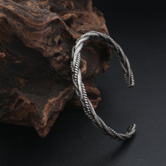 Twisted Open Oxidized Silver Plated Adjustable Vintage Cuff Bracelet for Women