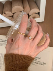 Princess Drop Solitaire Cubic Zirconia 18K Gold Anti Tarnish Free Size Ring Pack Of 2 For Women