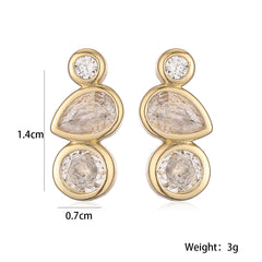 Solitaire 18K Gold Cubic Zirconia Anti Tarnish Stud Drop Earring For Women Group1