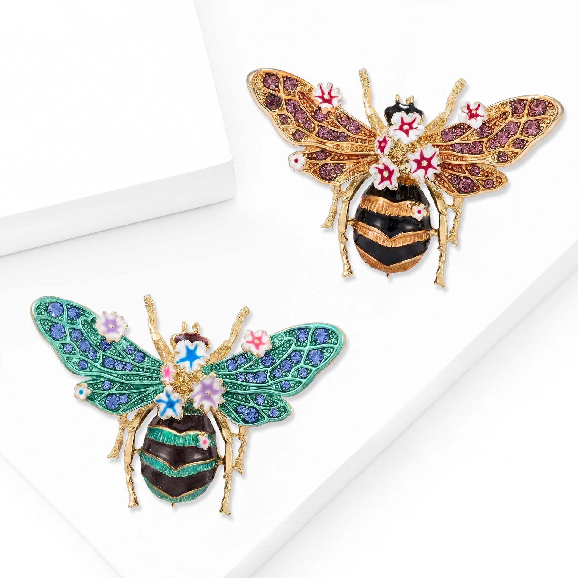 Multi Color Butterfly Gold Plated Rhinestone Brooch For Women