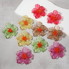 Acrylic Transparent Flower Orange Dangler Stud Earring For Women