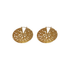 Filigree Wheel 18K Gold Anti Tarnish Hoop Earring For Women