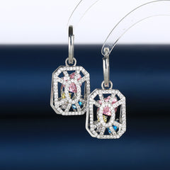 Trendy Openwork Hexagon Silver CZ Anti Tarnish Copper Hoop Earrings
