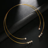 Dual Layer 18k Gold Rhinestones Cubic Zirconia Hasli Necklace For Women