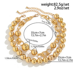 Ball 18K Gold Silver Pearl Anti Tarnish Dual Layer Necklace For Women