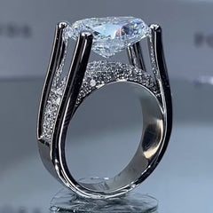 Diamond Solitaire Cubic Zirconia Silver Anti Tarnish Ring Women