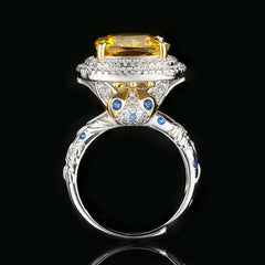 Sqaure Cubic Zirconia Red Pink Yellow Silver Anti Tarnish Adjustable Ring For Women