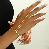 Minimalist Geometric Gold Copper Hand Harness Anti Tarnish Bracelet
