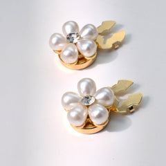 Luxury Floral Pearl Cluster Gold Plated CZ Brass Anti Tarnish Button Cover