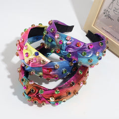 Multi Rhinestone Studded Embellished Polyester Hair Band Hair Accessories for Women