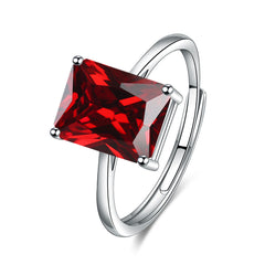 Rectangle Solitaire Silver Multi Color Cubic Zirconia Pendant Chain Earring Ring Set For Women