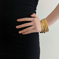 18K Gold Silver Anti Tarnish Multi-Layer Bracelet For Women