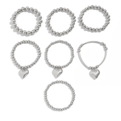 18K Gold Plated Multi-Layer Pearl Heart Beaded Stretchable Bracelet For Women