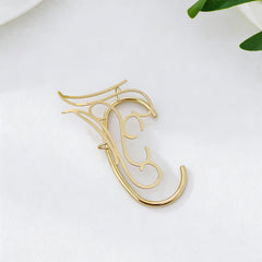 Gold Minimalist Calligraphy Plain Ear Cuff Earrings For Women