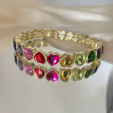 Gold Silver Nail Clover Cubic Zirconia Stainless Steel Bracelet For Women