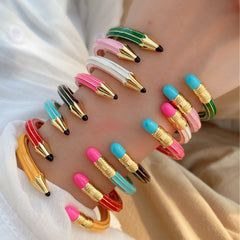 Trendy Pencil Style Gold Plated Enamel Anti Tarnish Copper Cuff & Kada