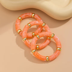 Glossy Acrylic Multi 18K Gold Stainless Steel Anti Tarnish Stackable Elastic Bracelet For Women