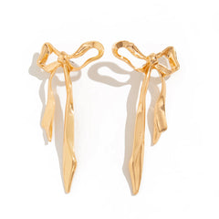 Bow 18K Gold Anti Tarnish Dangler Stud Earring For Women