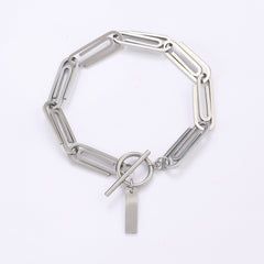 Minimal Paperclip Chain Silver Anti Tarnish Stainless Steel Bracelet