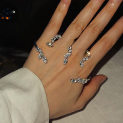 Solitaire Cubic Zirconia Silver Adjustable finders Ring For Women