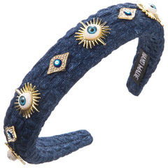 Evil Eye 18k Gold Cubic Zirconia Headband Hair Band Accessories For Women kids