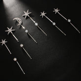 Star Moon Rhinestone Silver Hair Clips Hair Accessories For Women