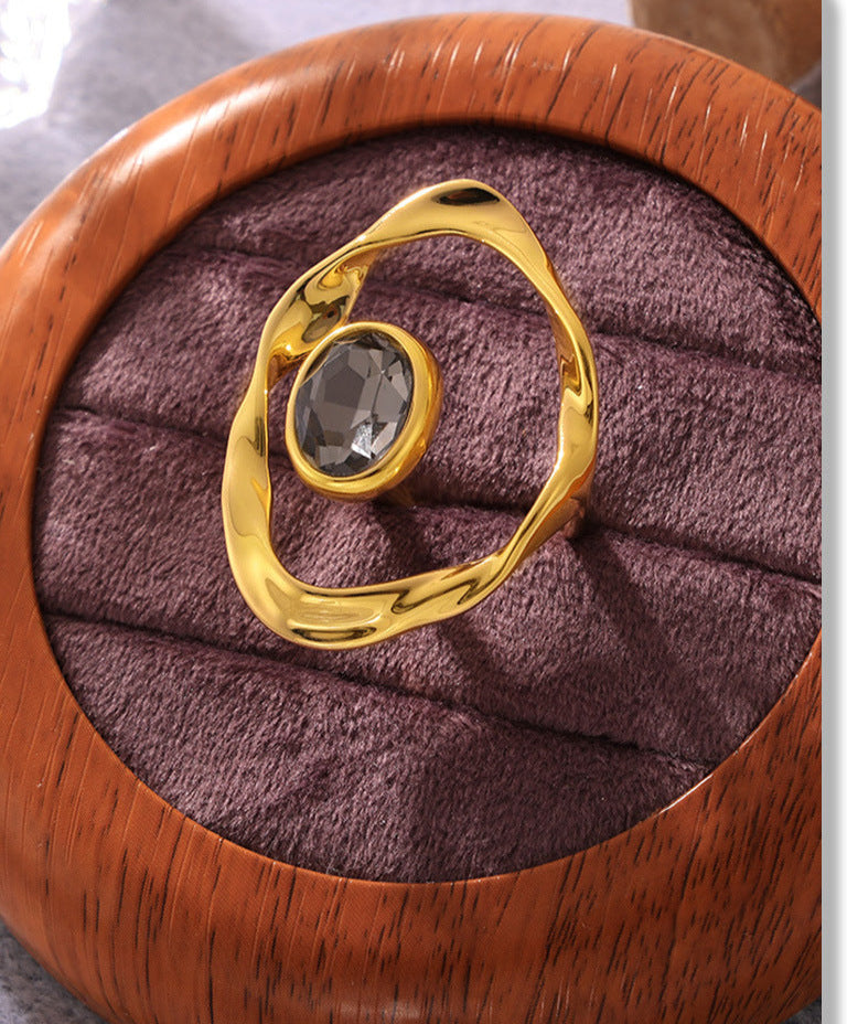 Rop Oval Jet Black Black Silver Anti Tarnish Free Silver Ring For Women