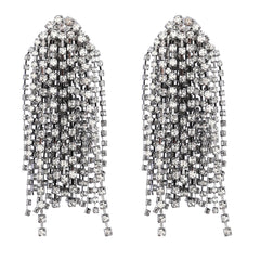 18K Gold Silver Rhinestone Cubic Zirconia Dangler Chandelier Tassel Earring For Women Group5