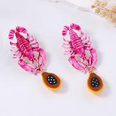 Lobster Charm Pink Acrylic Dangler Earring For Women