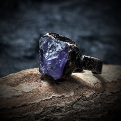 Rows Tone Black Gemstone Crystal Adjustable Ring For Women