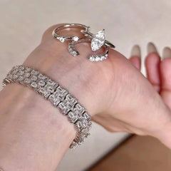 Oval Solitaire Silver Cubic Zirconia Anti Tarnish Ring Pack of 3 For Women Group1