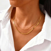 Layered Flat Chain Gold Plated Anti Tarnish Stainless Steel Necklace