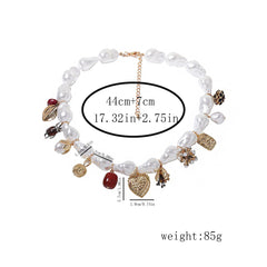 Heart Pearl white 18K Gold Plated Anti Tarnish Charm Necklace For Women