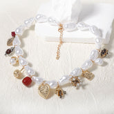 Heart Pearl white 18K Gold Plated Anti Tarnish Charm Necklace For Women